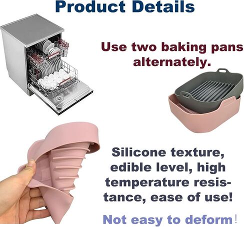 2Pcs Air Fryer Silicone Pot, 8.1 IN Easy Cleaning Air Fryer Accessory, Food-Grade Reusable Air Fryer Basket, for 6 QT or Bigger, Square - 8.1" x 2.0" (2Pcs 8.1 Inch) in Saudi Arabia