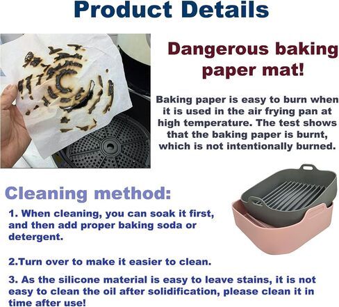 2Pcs Air Fryer Silicone Pot, 8.1 IN Easy Cleaning Air Fryer Accessory, Food-Grade Reusable Air Fryer Basket, for 6 QT or Bigger, Square - 8.1" x 2.0" (2Pcs 8.1 Inch) in Saudi Arabia