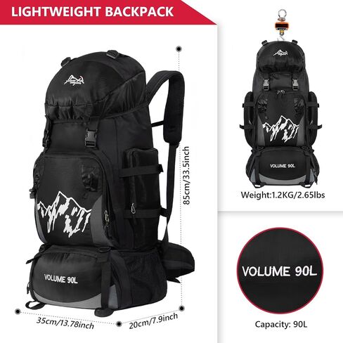 90L Hiking Backpack, Camping Travel Backpack with Rain Cover Lightweight Travel Daypack for Climbing Camping Touring (Blue) in Saudi Arabia