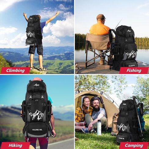 90L Hiking Backpack, Camping Travel Backpack with Rain Cover Lightweight Travel Daypack for Climbing Camping Touring (Blue) in Saudi Arabia