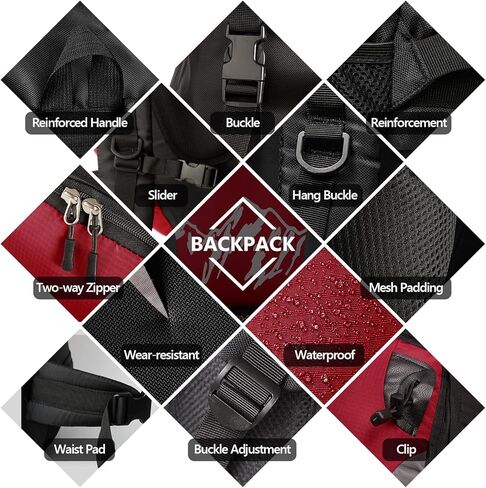 حقيبة ظهر للمشي لمسافات طويلة سعة 90 لترًا، حقيبة ظهر للسفر للتخييم مع غطاء للمطر، حقيبة نهارية خفيفة الوزن للسفر للتسلق والتخييم والتجول (أزرق) in Kuwait