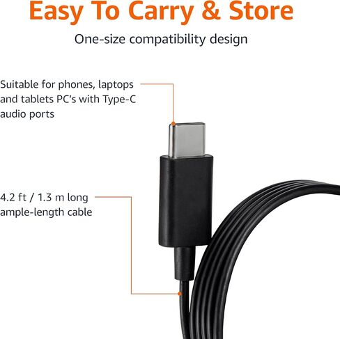 Amazon Basics In Ear Wired USB-C Earbuds, with Microphone, One size, Black in Saudi Arabia