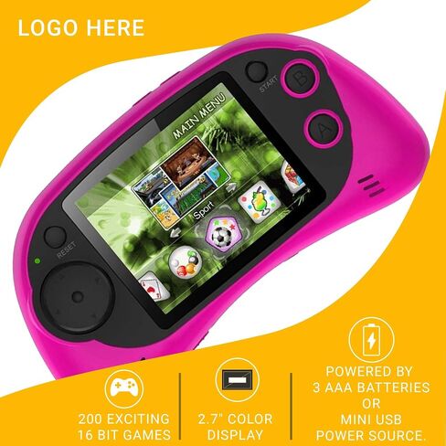 Handheld Portable Digital Screen 200 Preloaded Games , 2.7" Color Display Pink in Saudi Arabia
