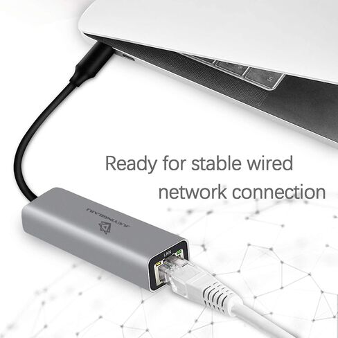محول USB C إلى إيثرنت - كابل إيثرنت إلى USB C/Thunderbolt 3 إلى RJ45 سلكي لتحويل قابس وتشغيل كابل إيثرنت USB من النوع C مناسب لأجهزة Mac Book وMacBook Air وSamsung والمزيد - رمادي in Saudi Arabia
