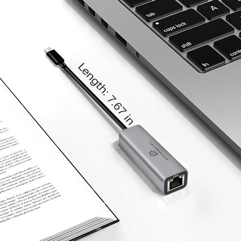 محول USB C إلى إيثرنت - كابل إيثرنت إلى USB C/Thunderbolt 3 إلى RJ45 سلكي لتحويل قابس وتشغيل كابل إيثرنت USB من النوع C مناسب لأجهزة Mac Book وMacBook Air وSamsung والمزيد - رمادي in Saudi Arabia