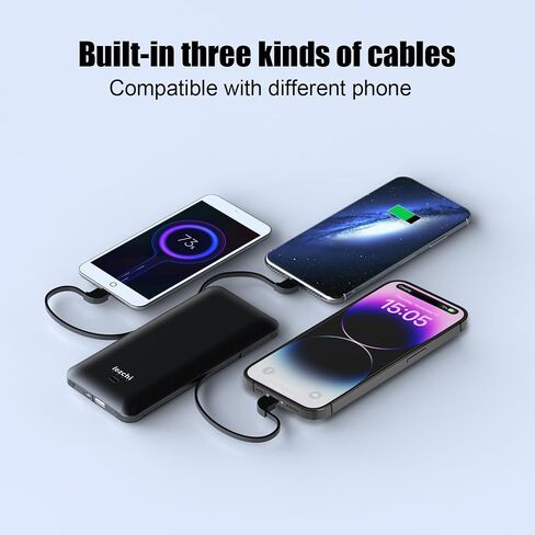 Portable Power Bank, Ultra Slim 10000mAh Portable Charger, USB C External Battery Pack with Built-in AC Plug, Charging Cable, Output Port, Compatible with All Kinds of Cellphones … in Saudi Arabia