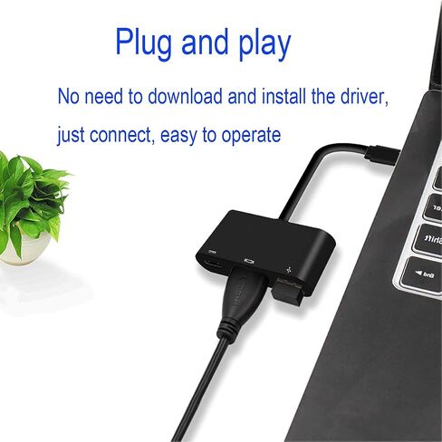 محول USB C إلى HDMI محول فيديو 4K من النوع C HDMI متعدد المنافذ AV محول USB 3.0 (أسود) in Saudi Arabia