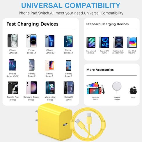 شاحن iPhone 16 15 شحن سريع USB C شاحن بلوك نوع C مع كابل 6FT iPhone 16 لهاتف iPhone 16/16 Plus/16 Pro/16 Pro Max/iPhone 15/15 Plus/15 Pro/15 Pro Max/Samsung ((وردي) in Saudi Arabia