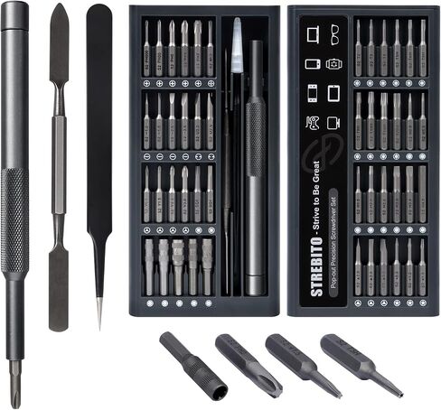 STREBITO Micro Screwdriver Set 50 in 1 Precision Screwdriver Set, Electronics Tool Kit Screwdriver Kit - Computer, iPhone, Macbook, PS4, PS5, Nintendo, Xbox Controller Repair Kit, S2 Multi Bit Driver in Saudi Arabia