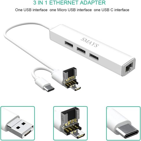 محول Micro USB OTG مع إيثرنت - متوافق مع Google TV Stick - محولات شبكة USB C وبطاقة الشبكة in Kuwait