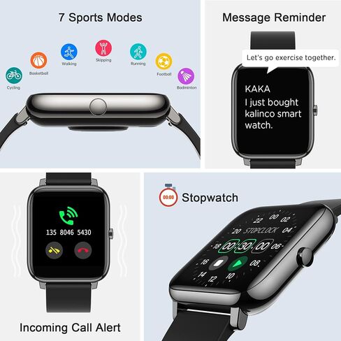 KALINCO Smart Watch, Fitness Tracker with Heart Rate Monitor, Blood Pressure, Blood Oxygen Tracking, 1.4 Inch Touch Screen Smartwatch Fitness Watch for Women Men Compatible with iOS Android in Saudi Arabia