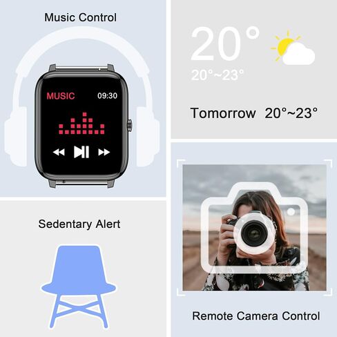 KALINCO Smart Watch, Fitness Tracker with Heart Rate Monitor, Blood Pressure, Blood Oxygen Tracking, 1.4 Inch Touch Screen Smartwatch Fitness Watch for Women Men Compatible with iOS Android in Saudi Arabia