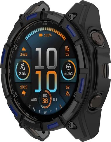 Compatible with Garmin Fenix 8 Solar 51mm Case Cover, Soft Anti-Drop PC Watch Case Cover Replacement Protective Cases for Garmin Fenix 8 Solar 51mm Watch (Black) in Kuwait