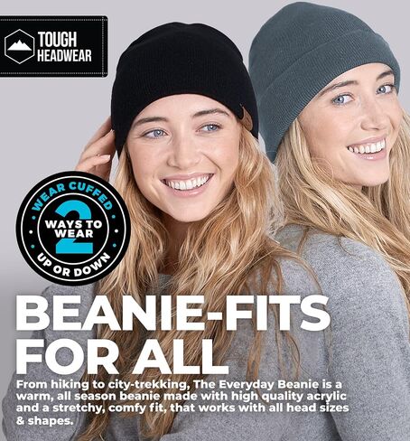Tough Headwear Daily Knit Beanie - Beanies Hats for Men - Winter Hats for Men & Women - Warm Knitted Hats for Cold Weather in Saudi Arabia
