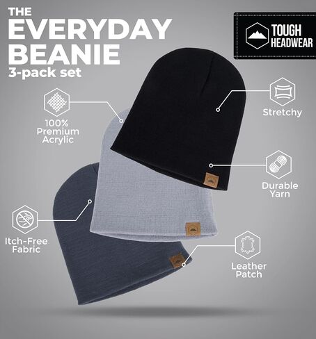 Tough Headwear Daily Knit Beanie - Beanies Hats for Men - Winter Hats for Men & Women - Warm Knitted Hats for Cold Weather in Saudi Arabia
