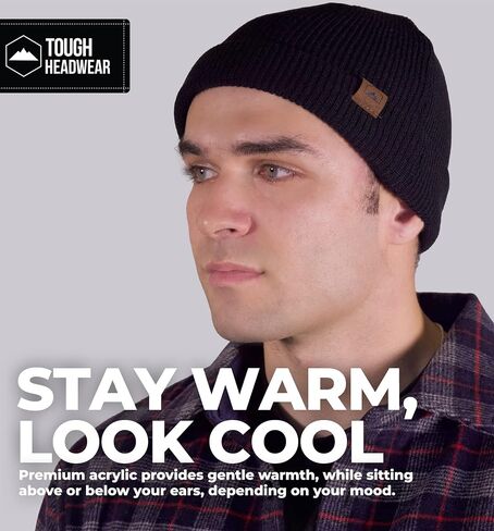 Tough Headwear Daily Knit Beanie - Beanies Hats for Men - Winter Hats for Men & Women - Warm Knitted Hats for Cold Weather in Saudi Arabia