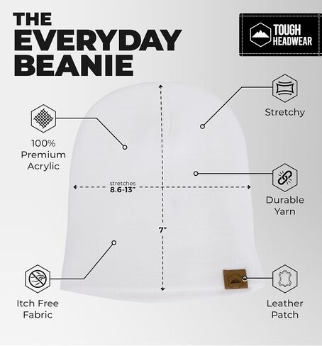 Tough Headwear Daily Knit Beanie - Beanies Hats for Men - Winter Hats for Men & Women - Warm Knitted Hats for Cold Weather in Saudi Arabia