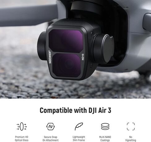 NEEWER ND/PL Filter Set Compatible with DJI Air 3, 4 Pack ND8/PL ND16/PL ND32/PL ND64/PL Polarizer Neutral Density Filter Kit, Multi Coated HD Optical Glass/Secure Attach/Lightweight Frame in Saudi Arabia