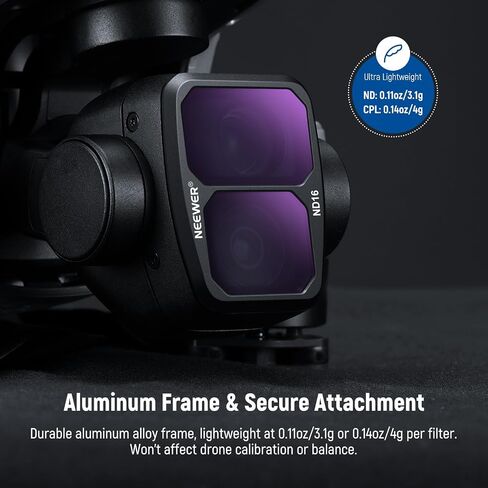 NEEWER ND/PL Filter Set Compatible with DJI Air 3, 4 Pack ND8/PL ND16/PL ND32/PL ND64/PL Polarizer Neutral Density Filter Kit, Multi Coated HD Optical Glass/Secure Attach/Lightweight Frame in Saudi Arabia