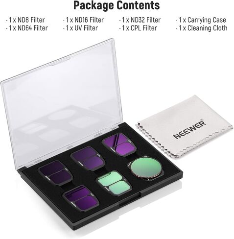 NEEWER ND/PL Filter Set Compatible with DJI Air 3, 4 Pack ND8/PL ND16/PL ND32/PL ND64/PL Polarizer Neutral Density Filter Kit, Multi Coated HD Optical Glass/Secure Attach/Lightweight Frame in Saudi Arabia