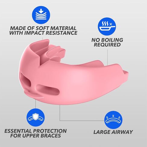 Mouth Guard Sports Youth Adult, Mouthguard for Braces Sparring Mouth Guard,Double Braces, Soft, No Boiling Required, Football, Taekwondo, Jujitsu and Karate. in Saudi Arabia