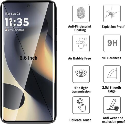 عبوتان ثلاثي الأبعاد متوافقان مع واقي شاشة Moto Edge (2024)/2023، تغطية كاملة ثلاثية الأبعاد لطبقة من الزجاج المقوى 9H، مقاوم للخدش عالي الدقة، خالٍ من الفقاعات لواقي شاشة Motorola Moto Edge 2024 in Kuwait