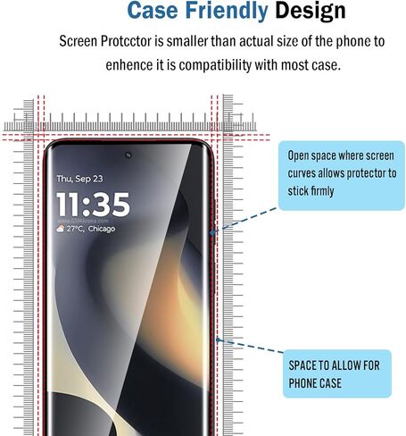 عبوتان ثلاثي الأبعاد متوافقان مع واقي شاشة Moto Edge (2024)/2023، تغطية كاملة ثلاثية الأبعاد لطبقة من الزجاج المقوى 9H، مقاوم للخدش عالي الدقة، خالٍ من الفقاعات لواقي شاشة Motorola Moto Edge 2024 in Kuwait