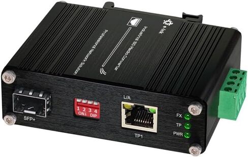 Industrial 10G Fiber Media Converter Mini 10GBase-X SFP+ Fiber Optic Transceiver Cooper to SFP+ 12-48V DC 10Gigabit Ethernet Converter DIN Rail in Kuwait