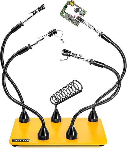Fstop Labs Third Hand Soldering Tool PCB Holder Four Magnetic Based With Iron Holder, Flexible Metal Arms Helping Hands Crafts Jewelry Hobby Workshop Helping Station Non-Slip Steel Weighted Base in Kuwait