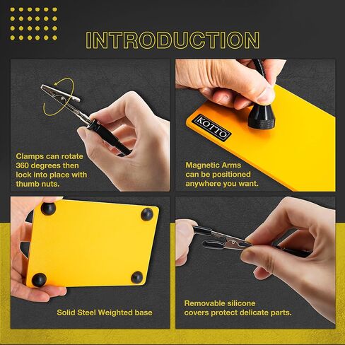 Fstop Labs Third Hand Soldering Tool PCB Holder Four Magnetic Based With Iron Holder, Flexible Metal Arms Helping Hands Crafts Jewelry Hobby Workshop Helping Station Non-Slip Steel Weighted Base in Kuwait