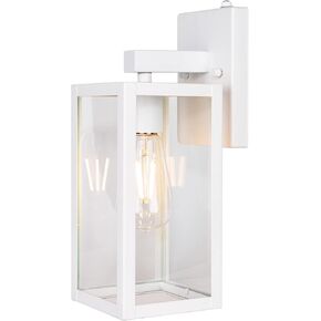GRUENLICH Dusk to Dawn Outdoor Wall Lantern, PIR Motion Sensor Wall Sconce, E26 Base Max 60W, Metal Housing Plus Glass, Matte Black Finish, Bulb Not Included, 1-Pack