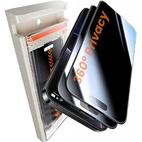 Hoerrye for iPhone 16 Pro Max Privacy Screen Protector - 360 4-Way Anti-Spy, Bubble Free, Auto-Dust Removal, 9H+ Military-Grade Shatterproo, Case-Friendly, 2Pack