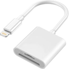 Lightning to SD & TF Dual Card Slot Adapter, Apple MFi Certified Micro SD/SD Memory Card Reader Trail Camera Viewer Converter for iPhone 14 13 12 11 Pro Max XS XR X 8 iPad, Plug and Play