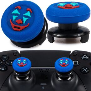 FPS Thumbstick Extender & Texture Rubber Silicone Grip Cover 2 Sets for PS5 & PS4 Controller (Joker Blue)