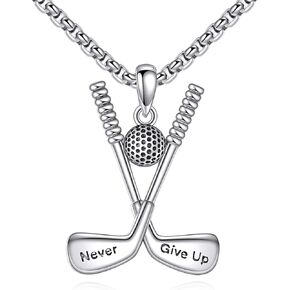 YFN Sport Necklace Sterling Silver Never Give Up I Can Do All Things Pendant Jewelry Sport Gifts for Women Men Boys Girls