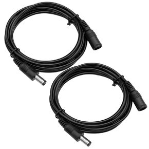 2 Pack 6ft DC Power Extension Cable 5.5mm*2.1mm Male to Female Power Cord for CCTV Security Surveillance Cameras, LED Strip, Router, 12V DC Power Supply Adapter and More (Black)