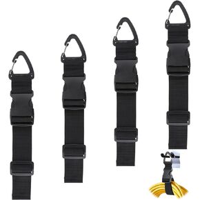 4 Pack Extension Cord Organizer, 17.7 Inches Adjustable Extension Cord Wrap Storage Straps with Triangle Clips Heavy Duty Storage Straps Extension Cord Wrap Holder Keeper (Black)