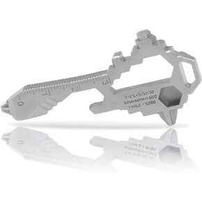 Herda Keychain Multi-tool,17 in 1 Stainless Steel Pocket Utility Gadget,Key Shaped Mini EDC Tool, TSA Safe Compliant,Camping Survival Backpack Tool,Gifts for Men Women Family Friends Holidays etc