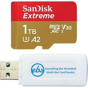 SanDisk Memory Card 1TB Extreme MicroSD UHS-I Card Compatible with Samsung Galaxy A34 5G, A24, A54 5G, A14 5G Model Phones SDSQXAV-1T00-GN6MN - Bundle with 1 Everything But Stromboli MicroSD Reader