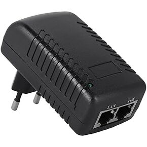 PoE Injector Adapter with 48V 0.5A Passive POE Supply Injector Ethernet Adapter with Plug Suitable for IP Voip Phones, Cameras, and More(US)