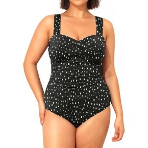 Yonique Plus Size One Piece Swimsuit for Women Tummy Control Bathing Suit Ruched Swimwear Black 14W in Kuwait