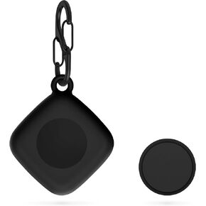 Geiomoo Silicone Cover for Tile Mate 2024, Tile Mate 2022, Tile Mate 2020, Protective Case with Carabiner for Tracker Anti-Scratch, Holder Protect Finder Tag for Dog, Cat, Pets (Black)