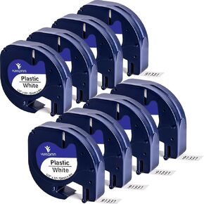 8-Pack 16952 Clear Plastic Labels Compatible with Dymo Letratag Refills Transparent S0721530 Label Tape for LetraTag Label Maker LT-100T LT-100H QX50 Printer, 12mm x 4m, 1/2" x 13'