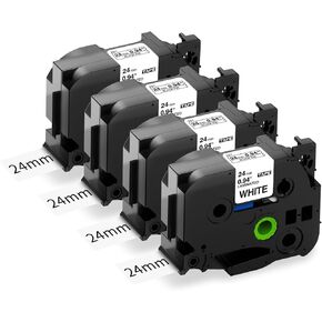 TZe-221 Tz Tape 9mm 0.35 Laminated White Replace for Brother P-Touch Label Tape 9 mm Black on White TZe221 AZe-221 Compatible Ptouch PT-D210 D200 D220 H110 Label Maker Refills, 3/8 Inchx 26.2ft, 4 PK