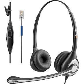 Wantek Cisco Phone Headset with Microphone Noise Cancelling & Mute Switch, RJ9 Telephone Headsets Compatible with Cisco Office Landline Phones 7821 7942G 7931G 7940 7960 7961G 7975G 8811 8861 9951