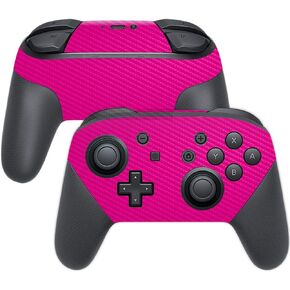 MightySkins Carbon Fiber Skin for Nintendo Switch Pro Controller - Solid Hot Pink | Protective, Durable Textured Carbon Fiber Finish | Easy to Apply, Remove, and Change Styles | Made in The USA