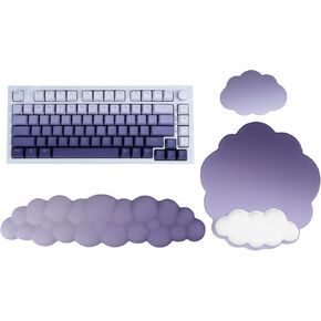 Cloud Keyboard Wrist Rest Set, Ergonomic Memory Foam Wrist Support Mouse Pad for Typing Pain Relief, Non-Slip Base for Home Office Computer Laptop Gaming (Gradient Star Blue + Light Gray)