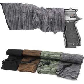 4Pcs Gun Socks - 16 Inch Silicone Treated Handgun Cases Sleeve, Dust-proof Anti-rust Moisture-proof Shotgun Sleeve with Drawstring for Hunting Tactical Accessories (4 Colors)