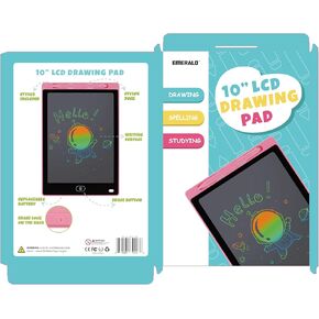 Emerald Kids LCD Writing Tablet - Black 10 Inch Screen, Doodle Board for Toddlers and Children, Reusable Drawing and Writing Pad with Stylus, Perfect for Learning, Drawing, and Fun Play