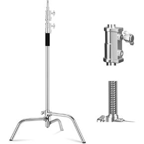 Soonpho Heavy Duty C-Stand,Steel Photography Light Stand,Adjustable 5-10.8 feet Sturdy Tripod for Studio Softbox, Monolights,LED Light,Reflector, Umbrella（Black）